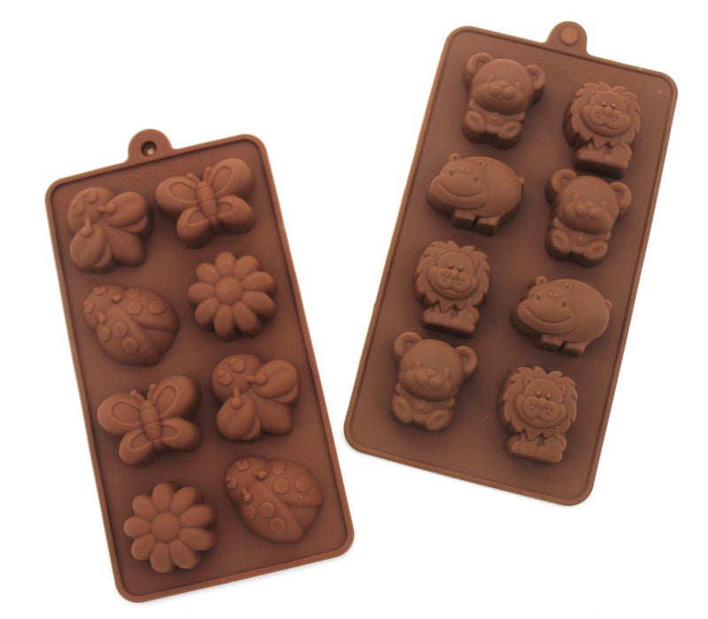 FIVOENDAR Non-stick Candy Jelly Molds, Chocolate Molds, Soap Molds, Silicone Baking Molds - Forest Cute Theme Happy Bear, Lion, Hippo - More Fun, Toy Kids Set, Set of 2 (Animal) - Image 3